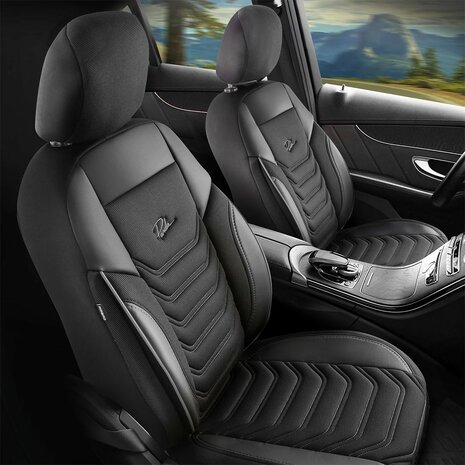 Stoelhoezen Volkswagen e-Transporter 2024 – heden – Florida zwart jacquard