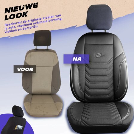 Stoelhoezen Volkswagen Caddy – 2004 tot 2010 – Florida zwart jacquard stof