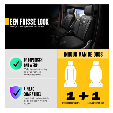 Stoelhoezen Renault Express – 2021 tot heden – Palermo zwart