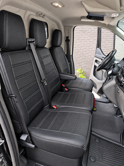 Stoelhoezen Fiat E-Doblo 2023 - heden – Fezz zwart – lederen stoelhoezen – perfecte pasvorm (Stoel/Bank)