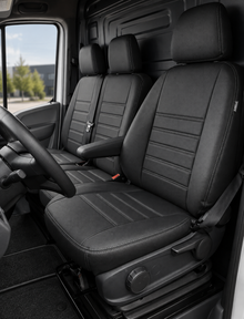 Stoelhoezen Mercedes Sprinter 2018 - heden – Fezz zwart – lederen stoelhoezen – perfecte pasvorm (Stoel/Bank-Standaard stoel/bank)