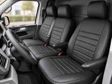 Stoelhoezen Volkswagen Transporter 2003 - 2015 – Fezz zwart – lederen stoelhoezen – perfecte pasvorm (Stoel/Bank)
