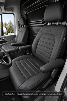 Stoelhoezen Fiat E-Scudo 2022 - heden – Fezz zwart – lederen stoelhoezen – perfecte pasvorm (Stoel/Stoel)