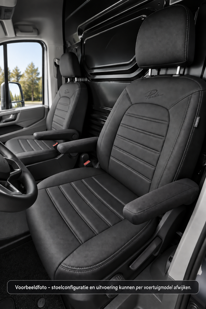 Stoelhoezen Fiat E-Scudo 2022 - heden – Fezz zwart – lederen stoelhoezen – perfecte pasvorm (Stoel/Stoel)