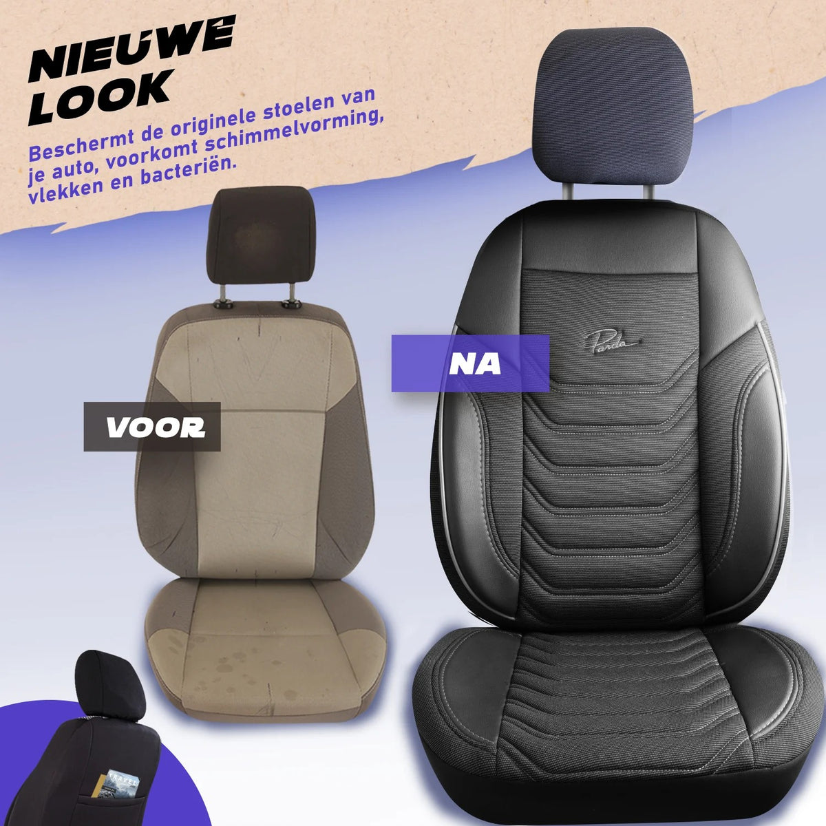 Stoelhoezen BYD ETP3 2024–heden – Florida zwart/grijs – perfecte pasvorm (Stoel/Stoel)