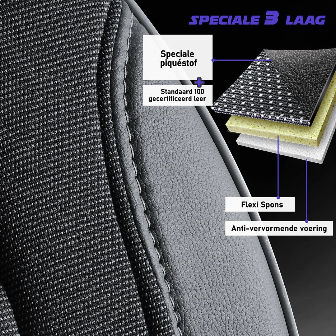 Stoelhoezen BYD ETP3 2024–heden – Florida zwart/grijs – perfecte pasvorm (Stoel/Stoel)