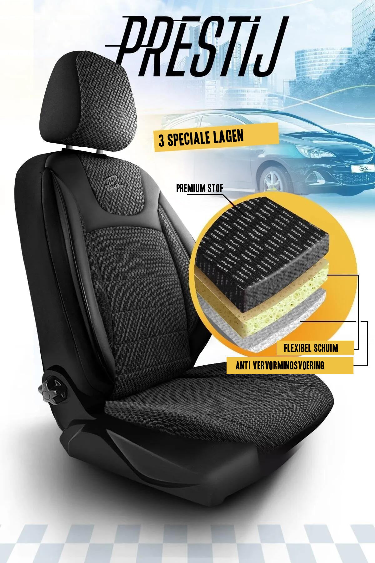 Stoelhoezen BYD ETP3 2024–heden – Prestige zwart/grijs – perfecte pasvorm (Stoel/Stoel)
