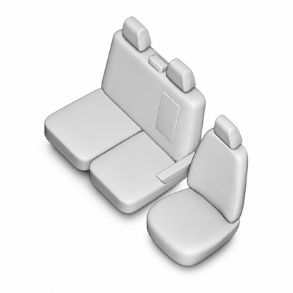 Stoelhoezen Ford Transit Custom 2012 - 2023 – Fezz zwart – lederen stoelhoezen – perfecte pasvorm (Stoel/Bank-met voorbereiding klaptafel in de rugleuning)