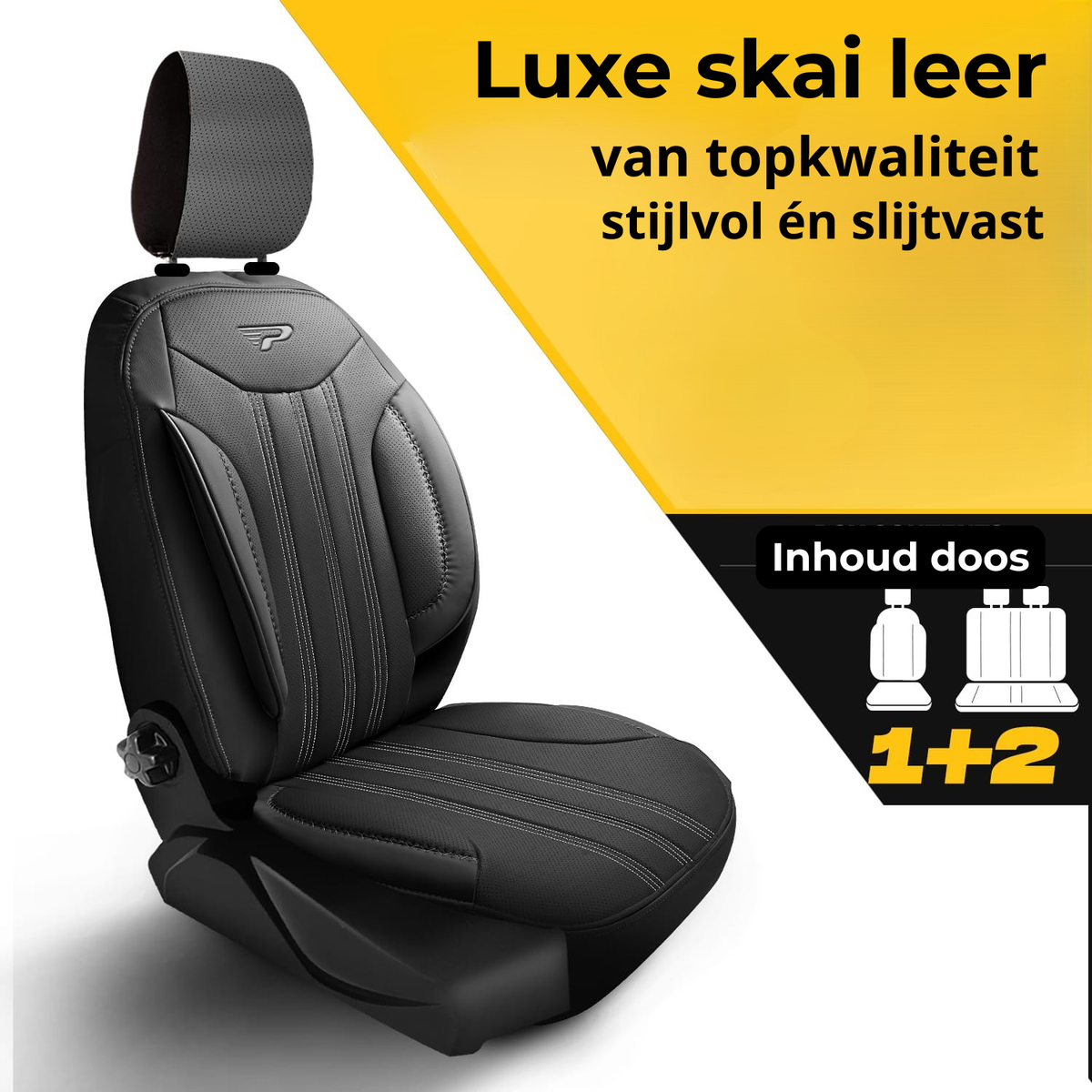 Stoelhoezen Kia PV5 Cargo 2025 - heden – Miami zwart/grijs – perfecte pasvorm (Stoel/Stoel)