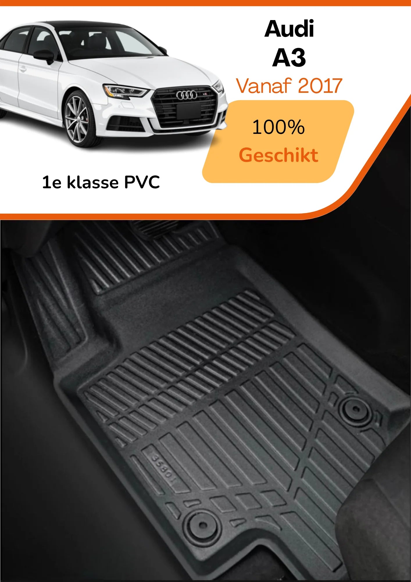 Audi A3 2012-heden – Premium Carbonlook Automatten – Hoogwaardig TPE – All-Weather Bescherming – Opstaande Randen – Antislip