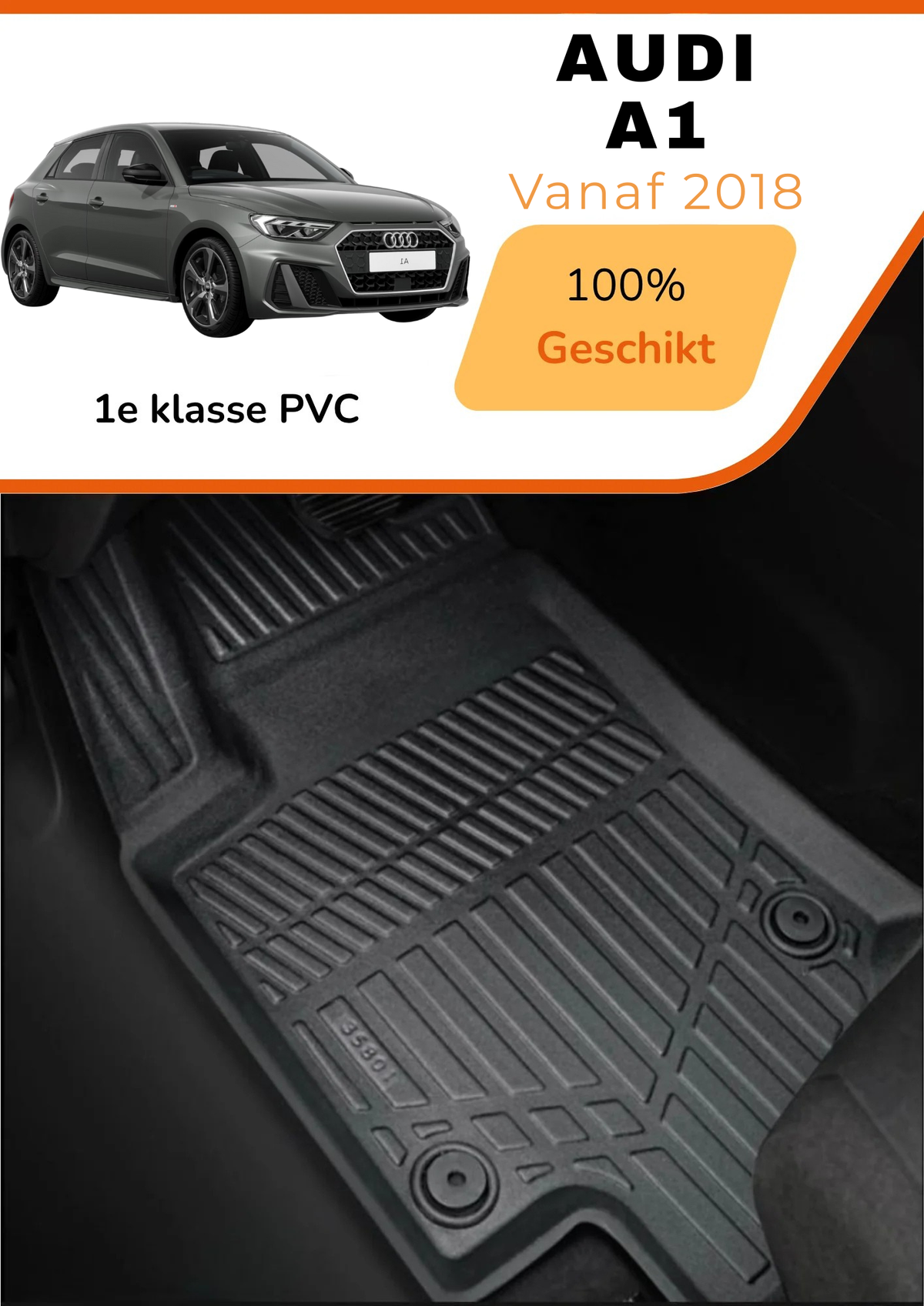 Audi A1 2018-heden – Premium Carbonlook Automatten – Hoogwaardig TPE – All-Weather Bescherming – Opstaande Randen – Antislip