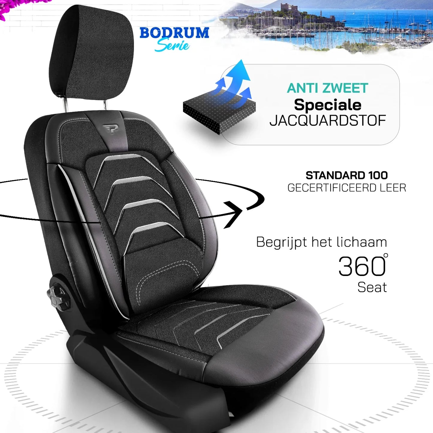 Camper stoelhoezen Volkswagen e-Transporter 2024 - heden - Tokyo Bruin - Premium kunstleer & suède - Uniek design - 2 losse voorstoelen
