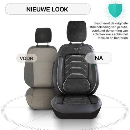 Bodrum stoelhoes, stoelhoezen voor Opel Movano 2021 – heden, Zwart Grijs, Jacquard stof Lederenlook, Stoel/Stoel