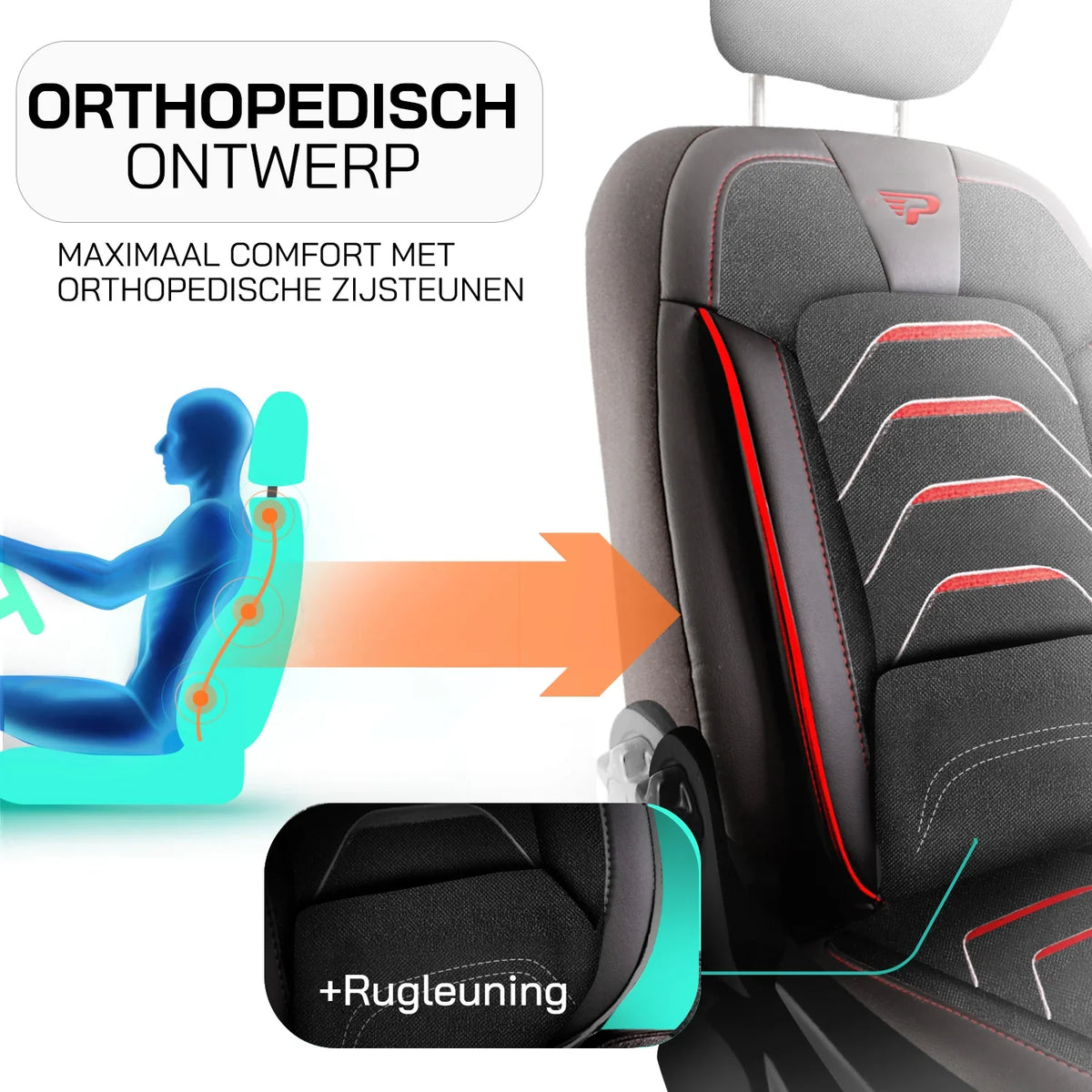 Bodrum stoelhoes, stoelhoezen voor Fiat E-Ducato 2021 – heden, Zwart Rood, Jacquard stof Lederenlook, Stoel/Bank