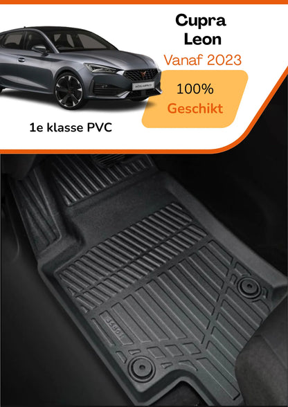 Cupra Leon 2023+ – Premium Carbonlook Automatten – Hoogwaardig TPE – All-Weather Bescherming – Opstaande Randen – Antislip