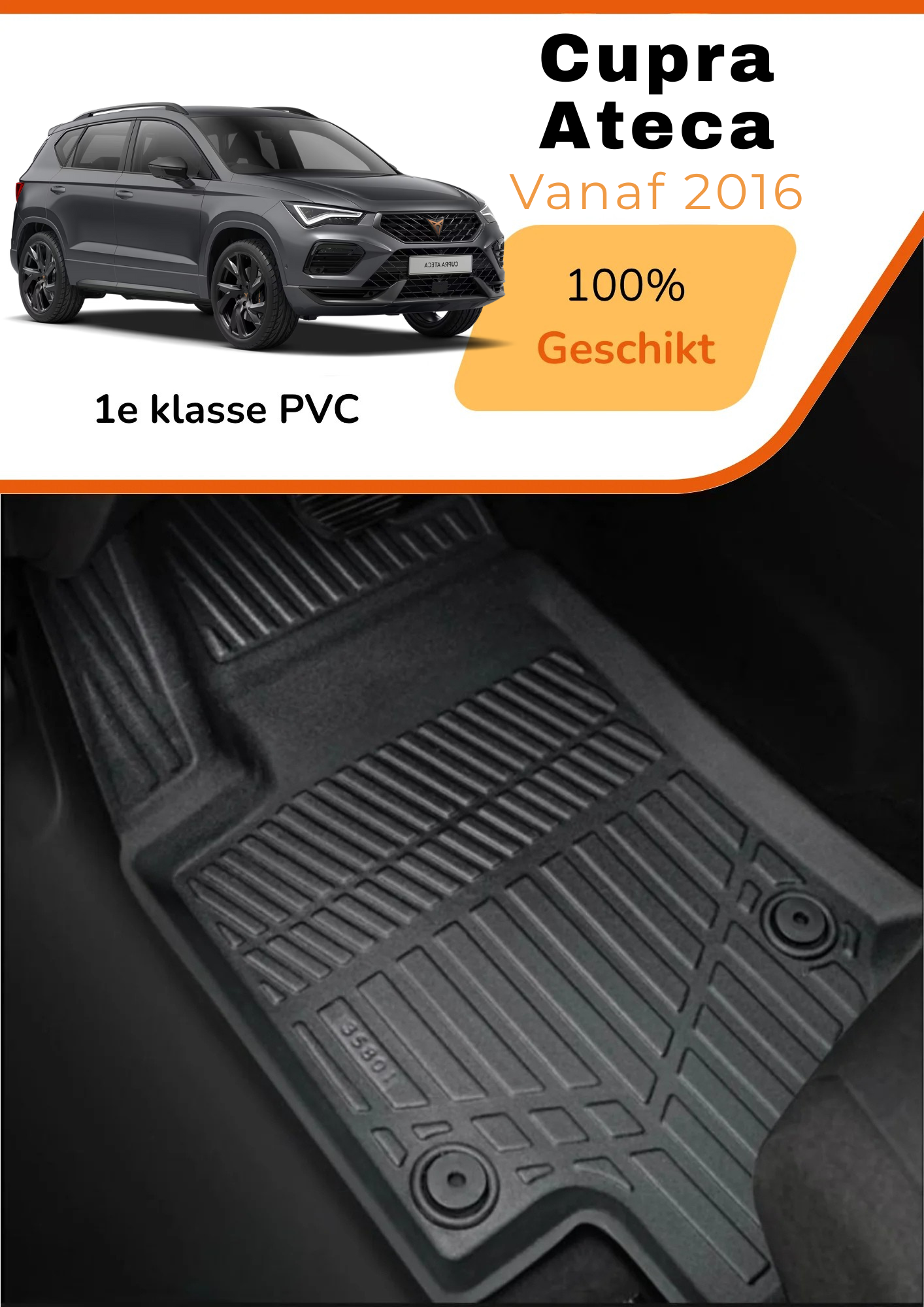 Cupra Ateca 2016-heden – Premium Carbonlook Automatten – Hoogwaardig TPE – All-Weather Bescherming – Opstaande Randen – Antislip
