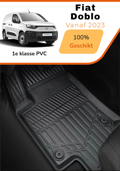 Fiat Doblo 2023-heden – Premium Carbonlook Automatten – Hoogwaardig TPE – All-Weather Bescherming – Opstaande Randen – Antislip