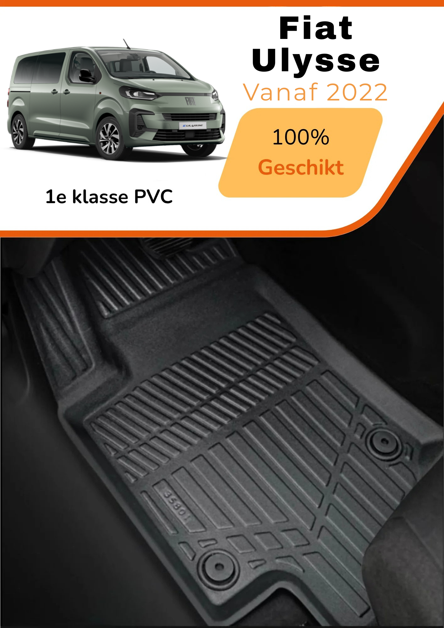 Fiat Ulysee 2022+ – Premium Carbonlook Automatten – Hoogwaardig TPE – All-Weather Bescherming – Opstaande Randen – Antislip