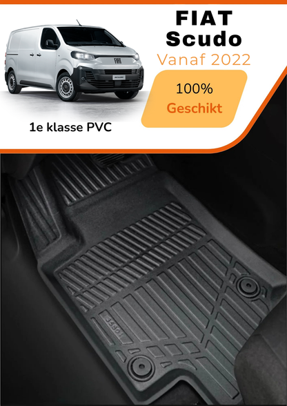 Fiat Scudo 2022-heden – Premium Carbonlook Automatten – Hoogwaardig TPE – All-Weather Bescherming – Opstaande Randen – Antislip