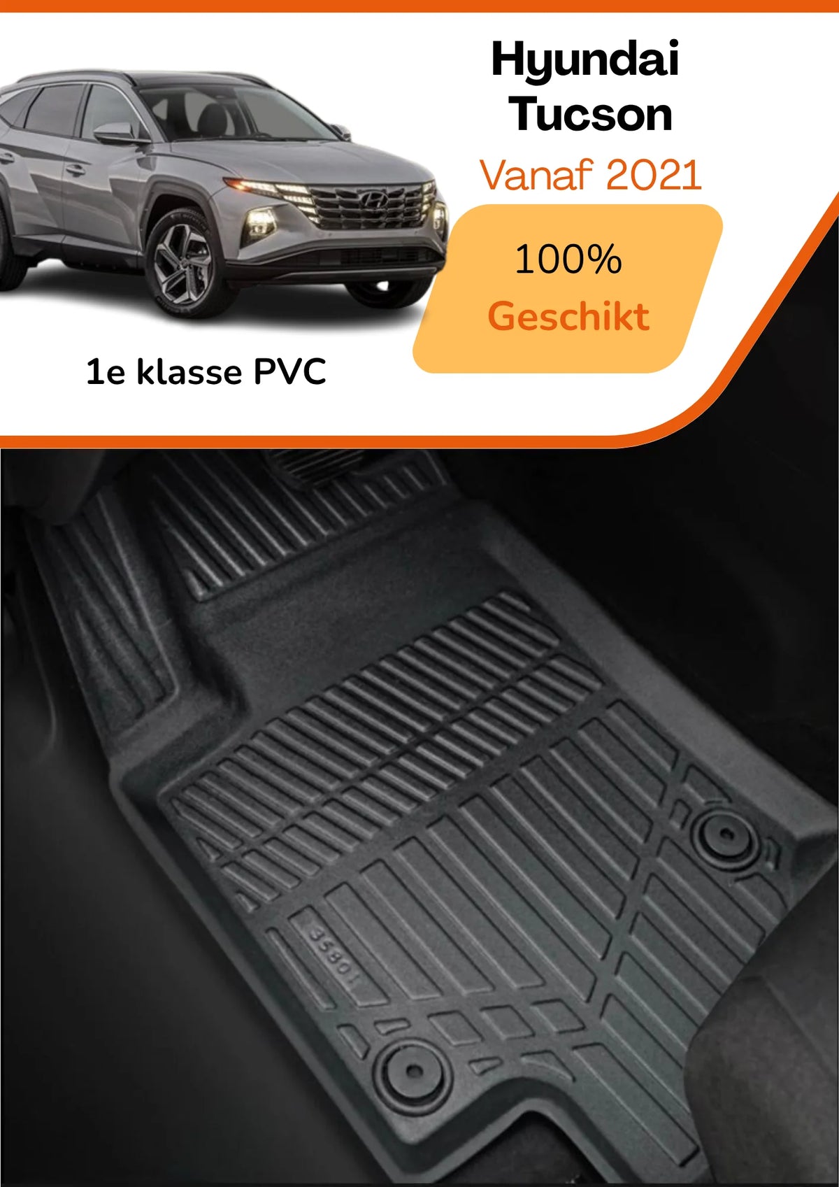 Hyundai Tucson 2021+ – Premium Carbonlook Automatten – Hoogwaardig TPE – All-Weather Bescherming – Opstaande Randen – Antislip