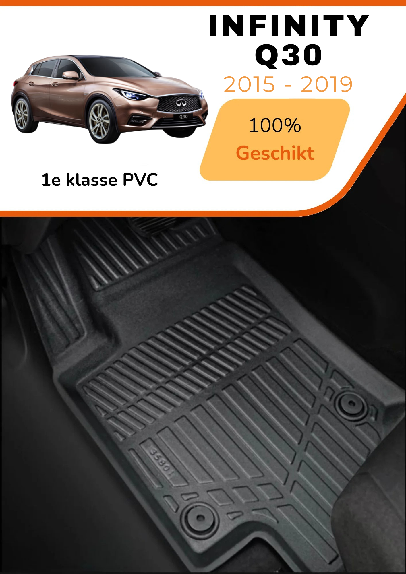 Infiniti  Q30  2017-2019 – Premium Carbonlook Automatten – Hoogwaardig TPE – All-Weather Bescherming – Opstaande Randen – Antislip