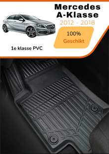 Mercedes  A-klasse (W176)  2012-2018 – Premium Carbonlook Automatten – Hoogwaardig TPE – All-Weather Bescherming – Opstaande Randen – Antislip