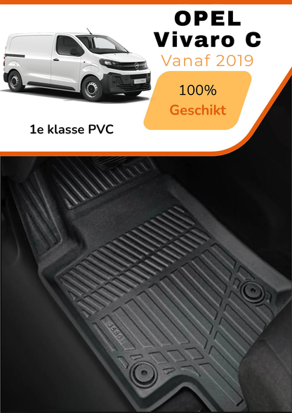 Opel Vivaro C 2019-heden – Premium Carbonlook Automatten – Hoogwaardig TPE – All-Weather Bescherming – Opstaande Randen – Antislip