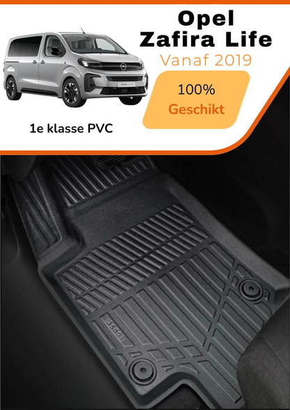 Opel Zafira Life 2019 - heden – Premium Carbonlook Automatten – Hoogwaardig TPE – All-Weather Bescherming – Opstaande Randen – Antislip