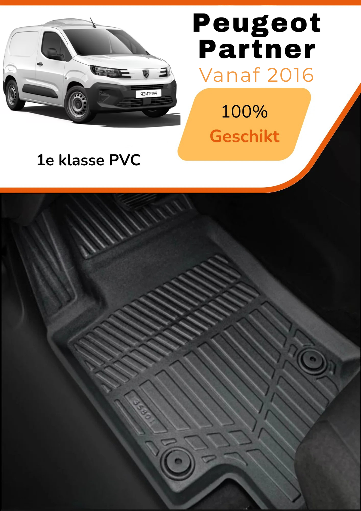 Peugeot Partner 2018-heden – Premium Carbonlook Automatten – Hoogwaardig TPE – All-Weather Bescherming – Opstaande Randen – Antislip