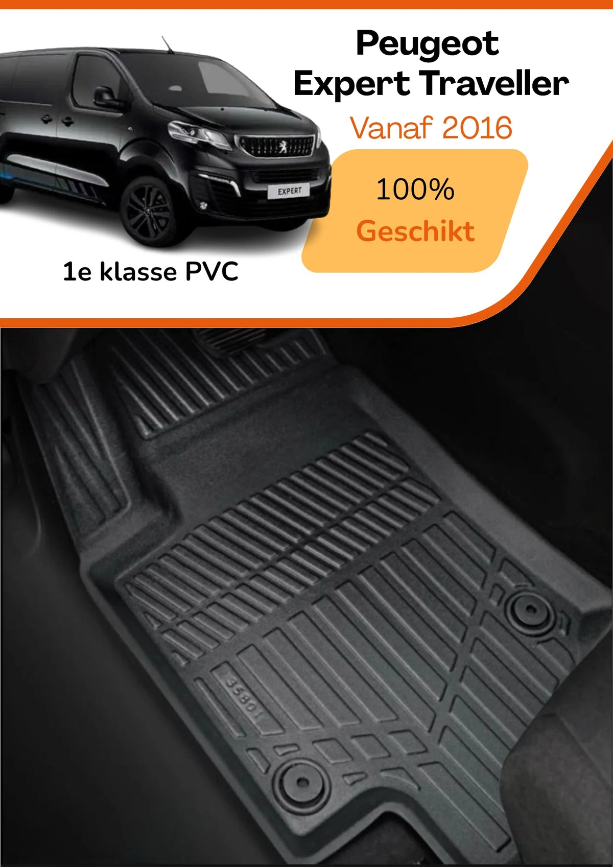 Peugeot Expert traveller 2016+ – Premium Carbonlook Automatten – Hoogwaardig TPE – All-Weather Bescherming – Opstaande Randen – Antislip