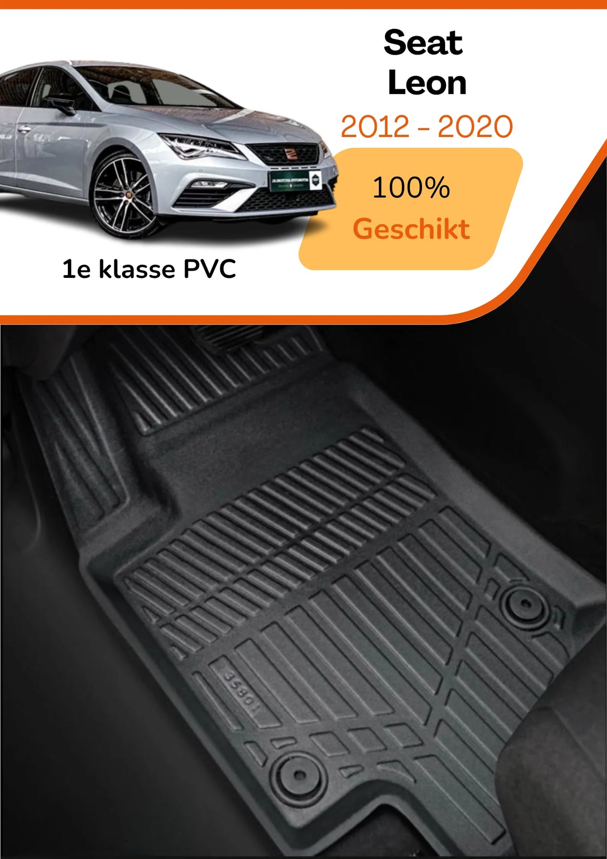 Seat Leon 2012 - 2020 – Premium Carbonlook Automatten – Hoogwaardig TPE – All-Weather Bescherming – Opstaande Randen – Antislip