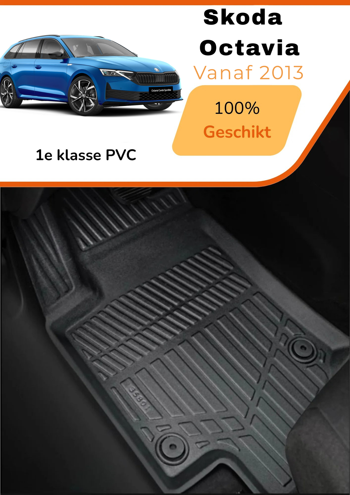 Skoda Octavia 2013-heden – Premium Carbonlook Automatten – Hoogwaardig TPE – All-Weather Bescherming – Opstaande Randen – Antislip