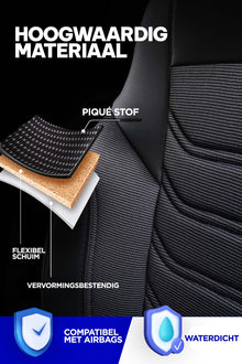 Stoelhoezen Ford E-Transit 2022 - heden – Florida zwart/grijs – perfecte pasvorm (Stoel/Bank - met voorbereiding klaptafel in de rugleuning)