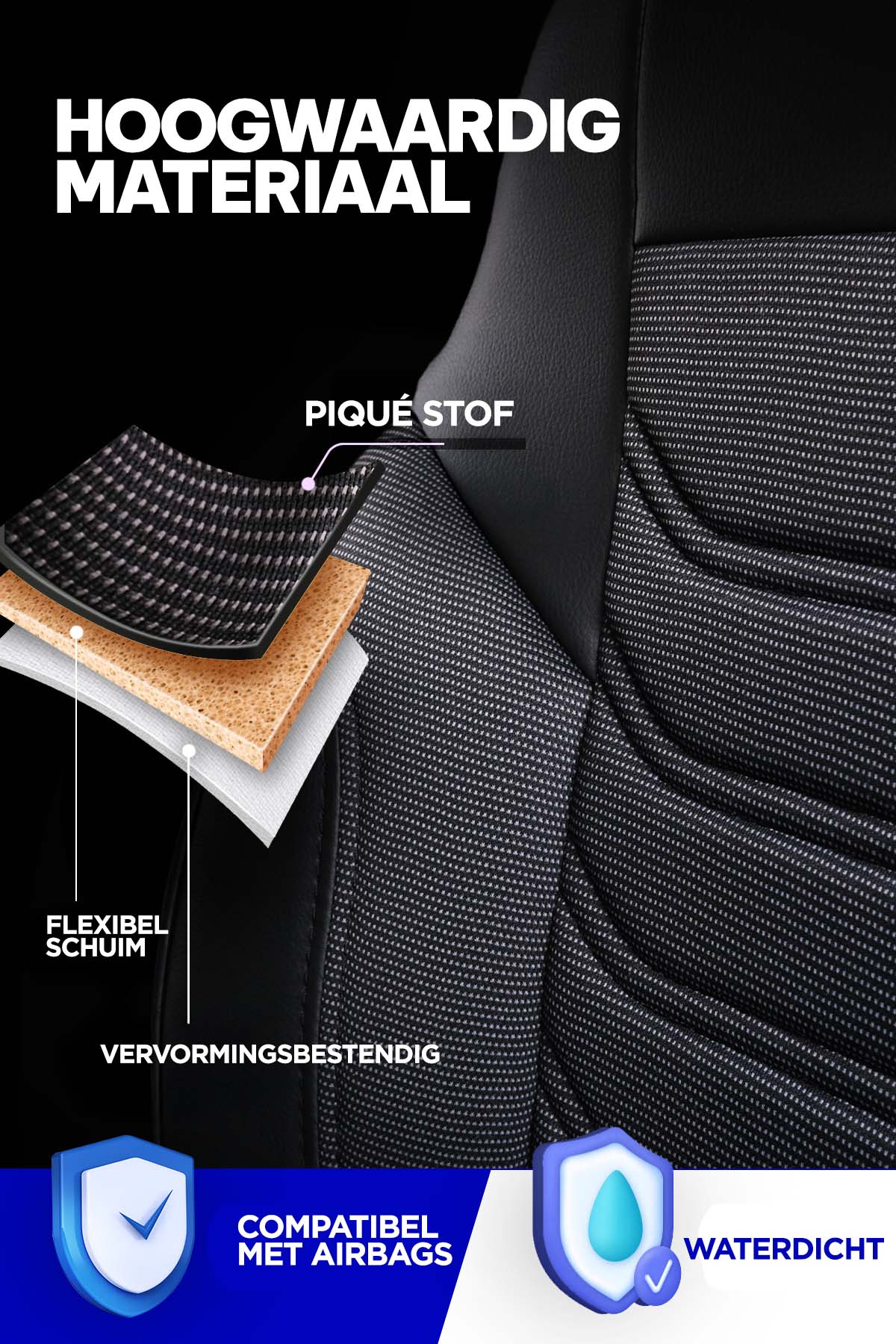 Stoelhoezen Iveco E-Jolly 2025 - heden – Florida zwart/grijs – perfecte pasvorm (Stoel/Bank-zonder splitsing in zitting en rugleuning van duobank)