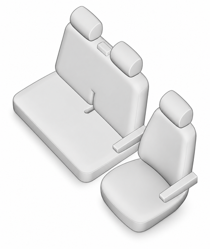 Stoelhoezen Volkswagen Transporter 2003 - 2015 – Fezz zwart – lederen stoelhoezen – perfecte pasvorm (Stoel/Bank)