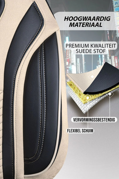 Camper stoelhoezen MAN e-TGE 2018 - heden - Tokyo Beige - Premium kunstleer & suède - Uniek design - 2 losse voorstoelen