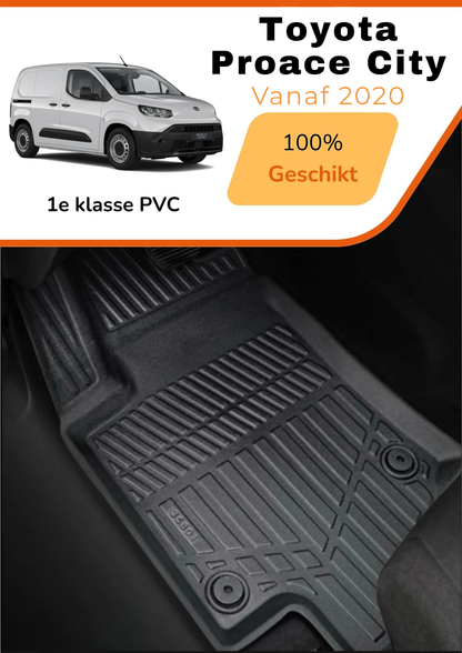 Toyota Proace City 2020-heden – Premium Carbonlook Automatten – Hoogwaardig TPE – All-Weather Bescherming – Opstaande Randen – Antislip