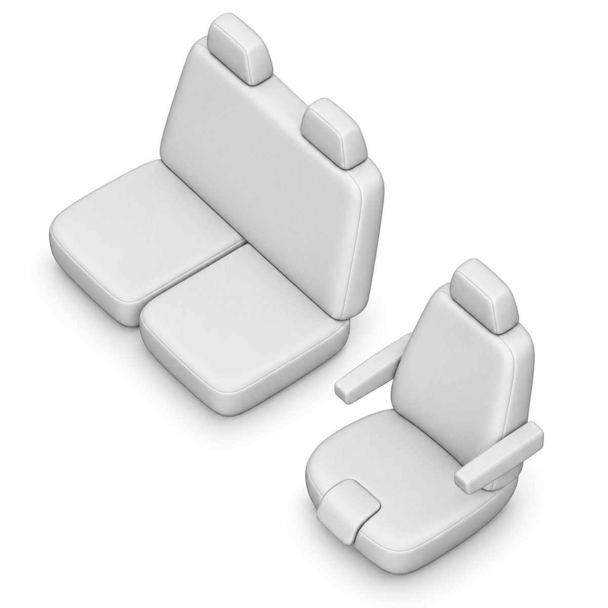 Stoelhoezen MAN e-TGE 2018 - heden – Fezz zwart – lederen stoelhoezen – perfecte pasvorm (Stoel/Bank-Comfort bestuurdersstoel-Met splitsing in zitting van duobank)