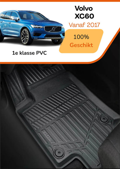 Volvo XC60 2017+ – Premium Carbonlook Automatten – Hoogwaardig TPE – All-Weather Bescherming – Opstaande Randen – Antislip
